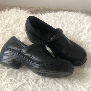 Born Black Leather Clogs